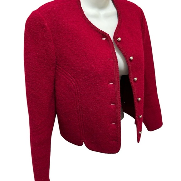 VTG The Eagles’s Eye Boiled Wool Cardigan Sweater Sz 12 Dark Berry Red Cozy Warm - Picture 6 of 8